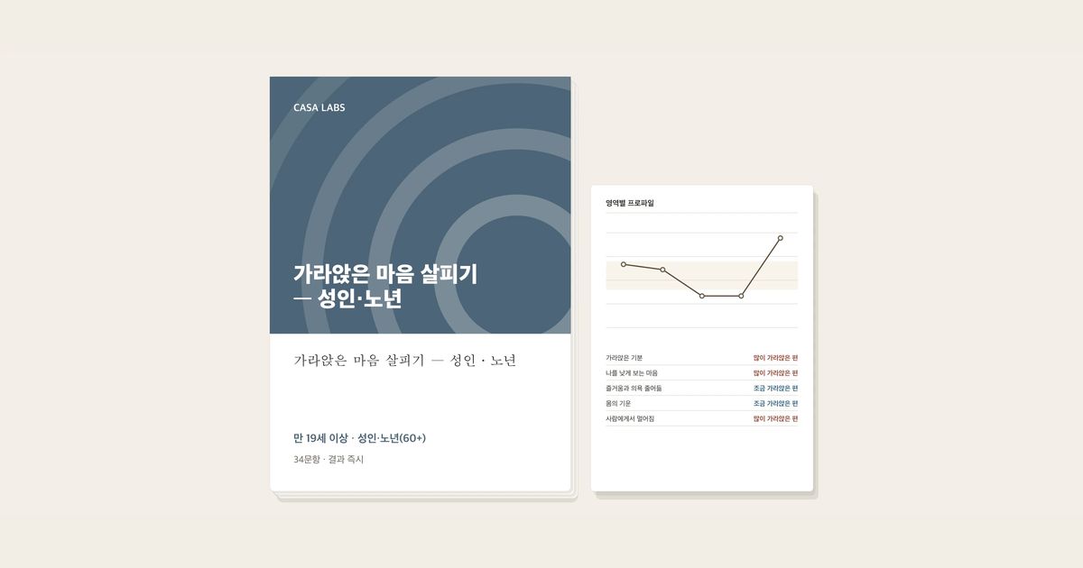 가라앉은 마음 살피기 — 성인·노년 결과지 표지