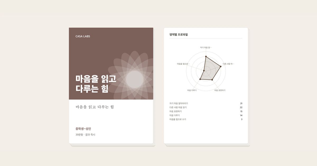 마음을 읽고 다루는 힘 결과지 표지