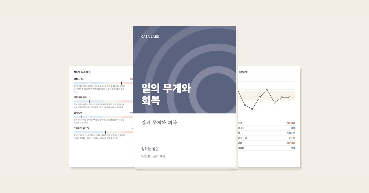 일의 무게와 회복 결과지 표지